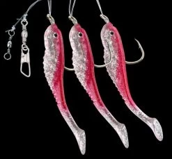 DEGA - 3er Gummifisch-Vorfach Mit Reflexfolie